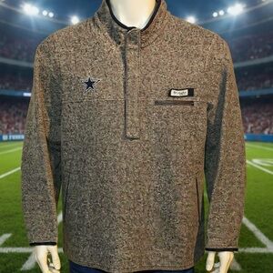 Dallas Cowboys Columbia PFG 1/4 Button Gray Fleece Large Jacket